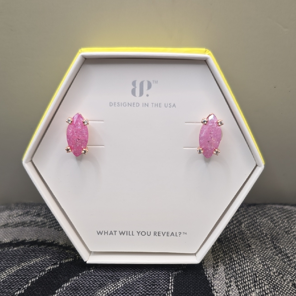 Bomb Party Earrings Pink Ice Crystal Rose Gold Plating "Hazy Twilight Hues"